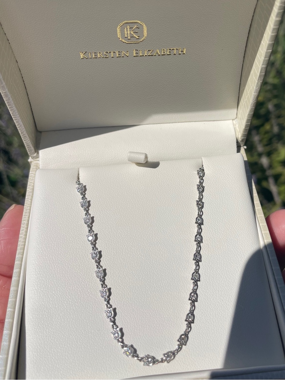 Antique Art Deco Diamond Tulip Stations Chain Necklace in Platinum